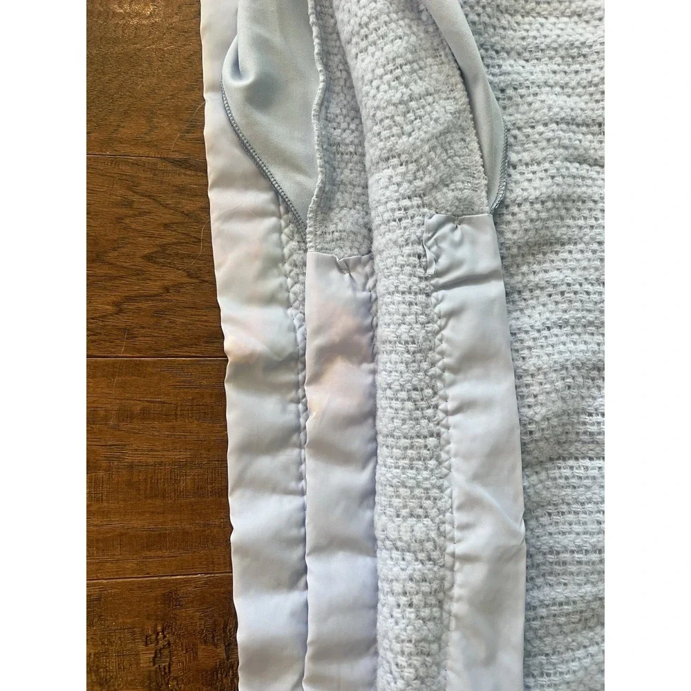 Vintage Tennessee Woolen Mills Blue Acrylic Woven Satin Trim Blanket USA 86 X 69